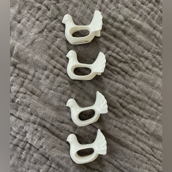 Vintage Shafford Design DOVE Porcelain Napkin Rings (Set of 4) bone white birds - Picture 11 of 11